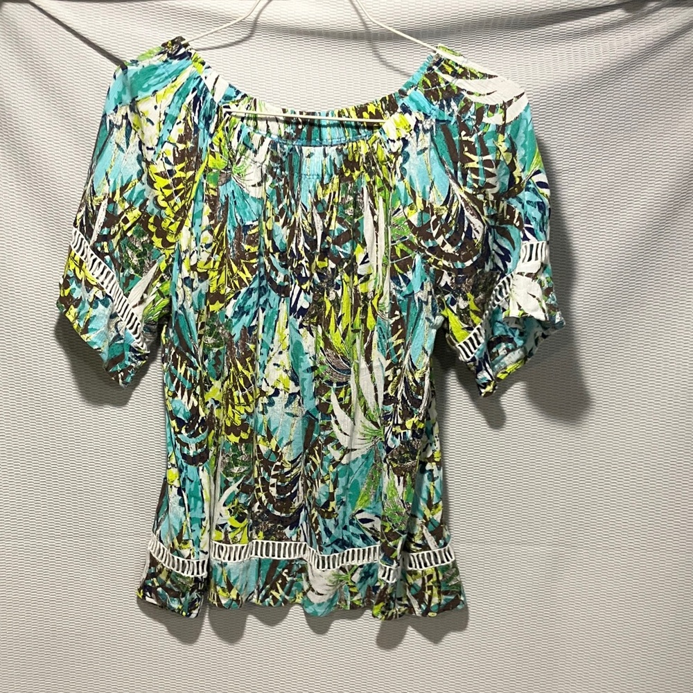 Vibrant Leaf Print Women's Blouse - Picture 1 of 5